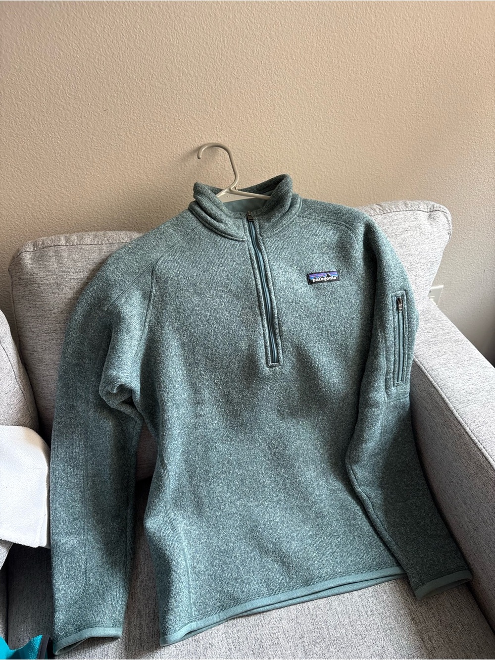 Patagonia Light Teal Heather Quarter-Zip Fleece Pullover